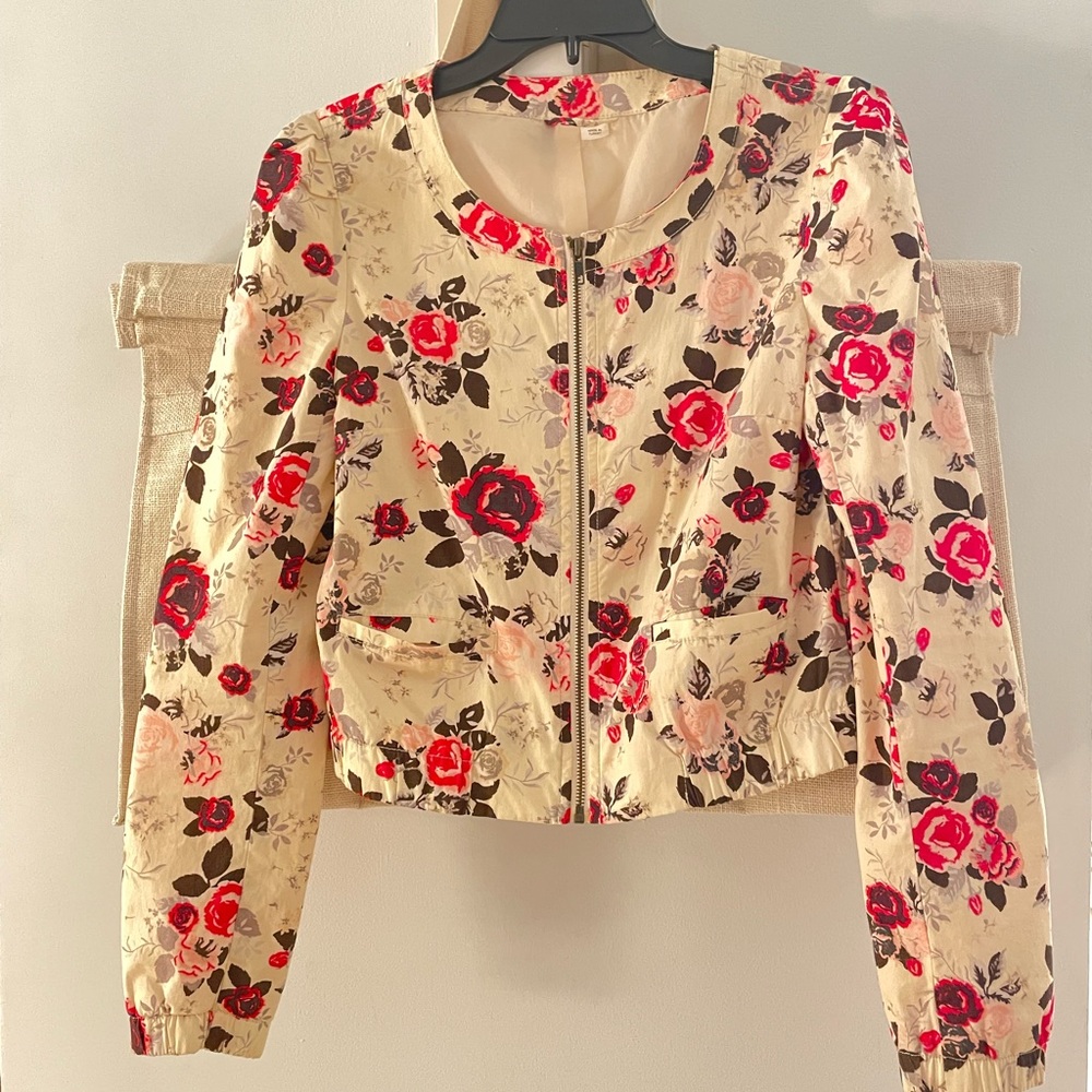 H&M - Rose Pattern Cotton Bomber Jacket